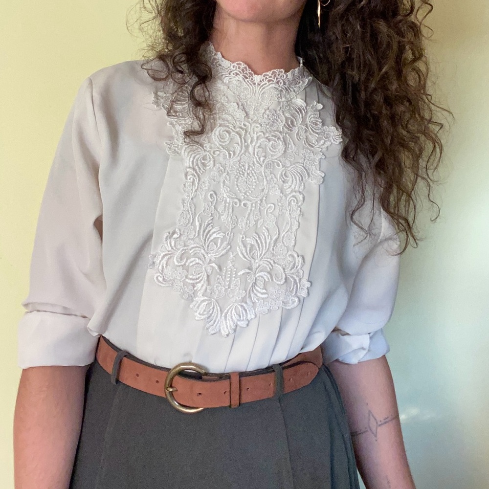 🌹 SOLD 🌹 Vintage Worthington 1980s Victorian lace blouse